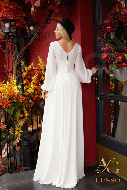 Armana Open back A-line Long sleeve Wedding Dress Back