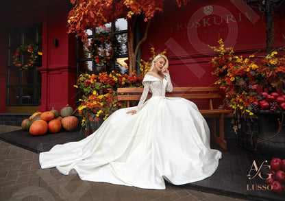 Dacina Illusion back A-line Long sleeve Wedding Dress 5
