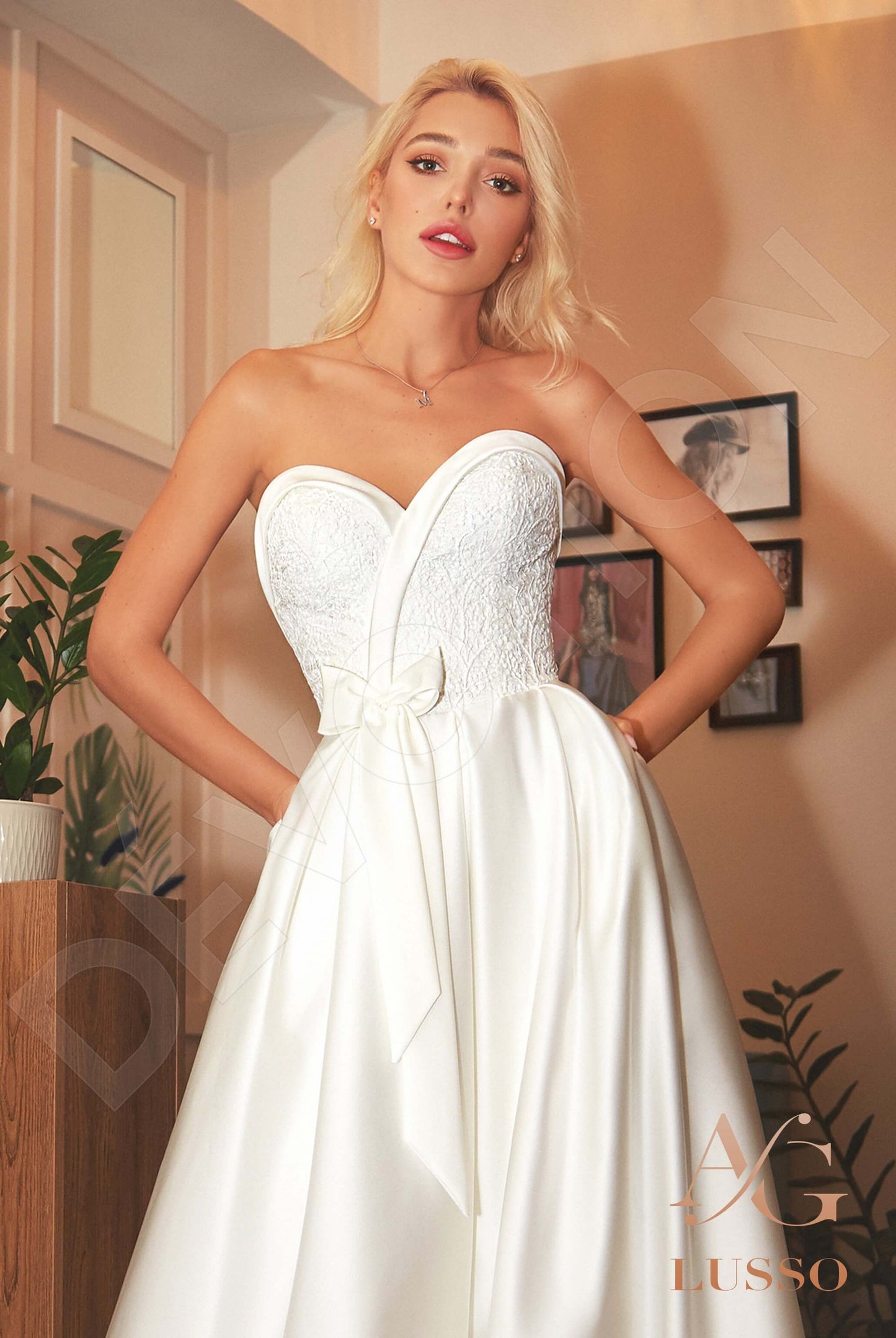 Unala Open back A-line Strapless Wedding Dress 6