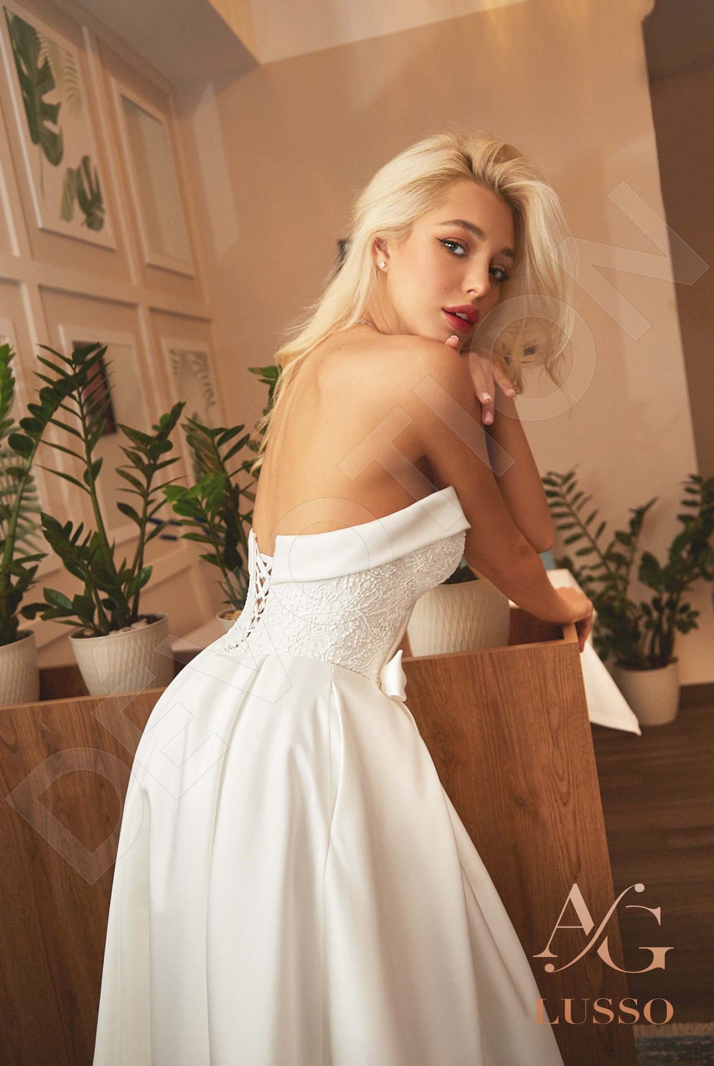 Unala Open back A-line Strapless Wedding Dress Back