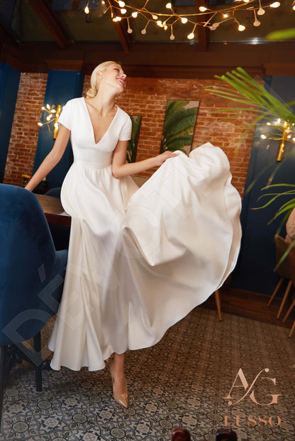 May Full back A-line Short/ Cap sleeve Wedding Dress 6