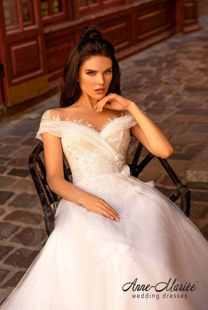 Aro Illusion back A-line Detachable sleeves Wedding Dress 2