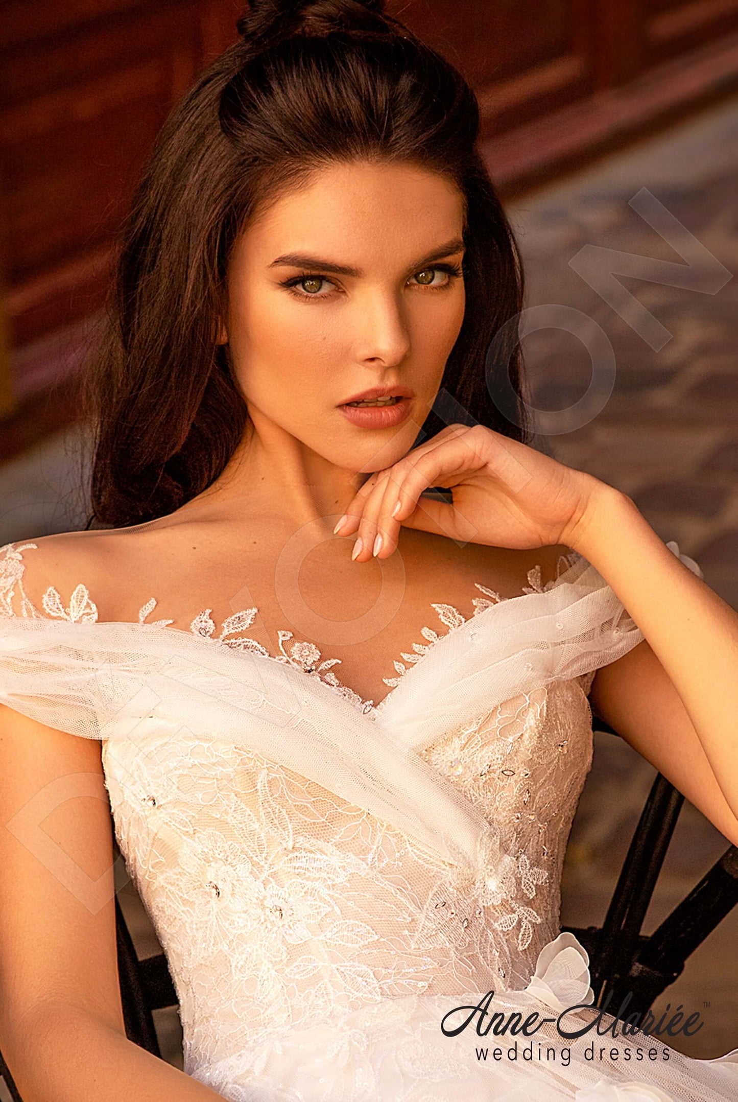 Aro Illusion back A-line Detachable sleeves Wedding Dress 7