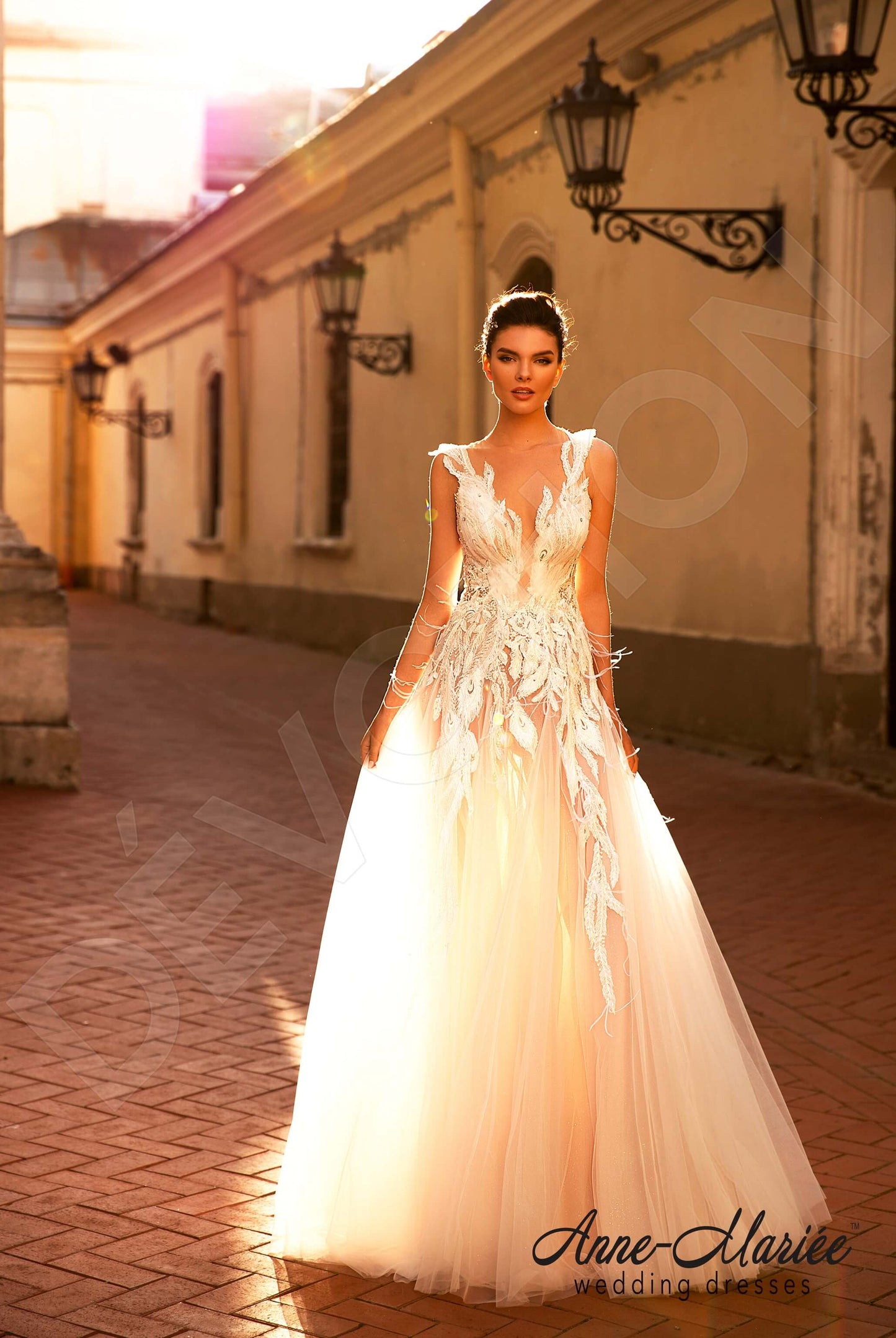 Letisia Illusion back A-line Sleeveless Wedding Dress 4
