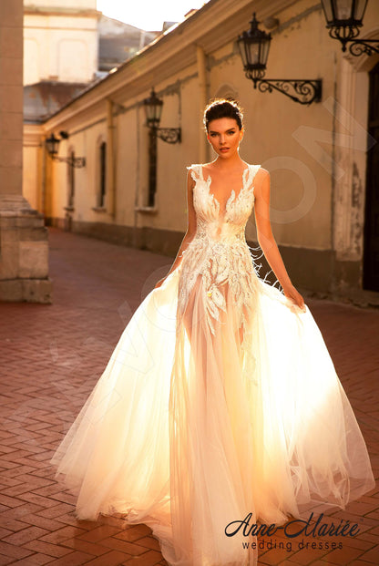 Letisia Illusion back A-line Sleeveless Wedding Dress 6