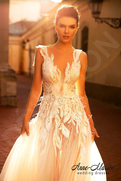 Letisia Illusion back A-line Sleeveless Wedding Dress 2