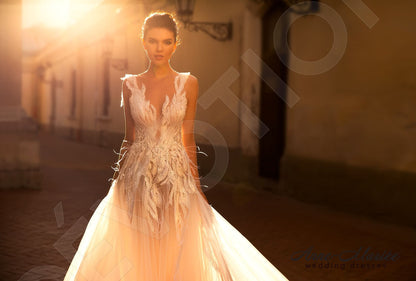Letisia Illusion back A-line Sleeveless Wedding Dress 8