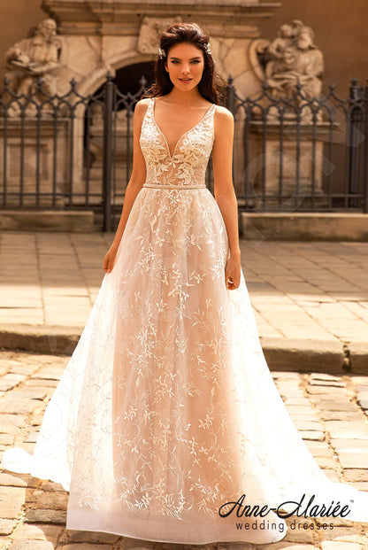 Mariotta Open back A-line Sleeveless Wedding Dress Front