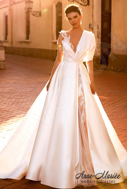 Letisia Illusion back A-line Sleeveless Wedding Dress Front