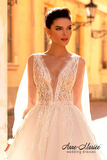 Pelagia Illusion back A-line Detachable sleeves Wedding Dress 2