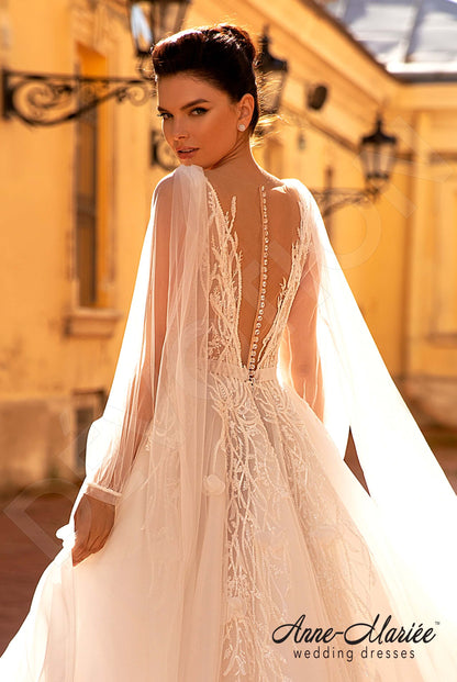 Pelagia Illusion back A-line Detachable sleeves Wedding Dress 3