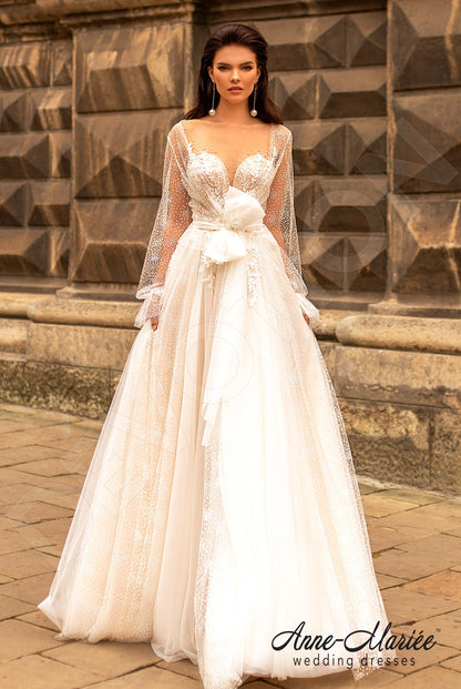 Valerina Illusion back A-line Sleeveless Wedding Dress Front