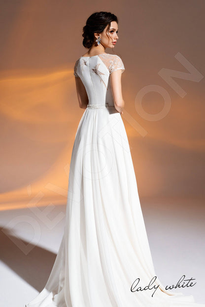 Benu Full back A-line Short/ Cap sleeve Wedding Dress Front