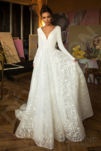 Bonna Open back A-line Long sleeve Wedding Dress Front