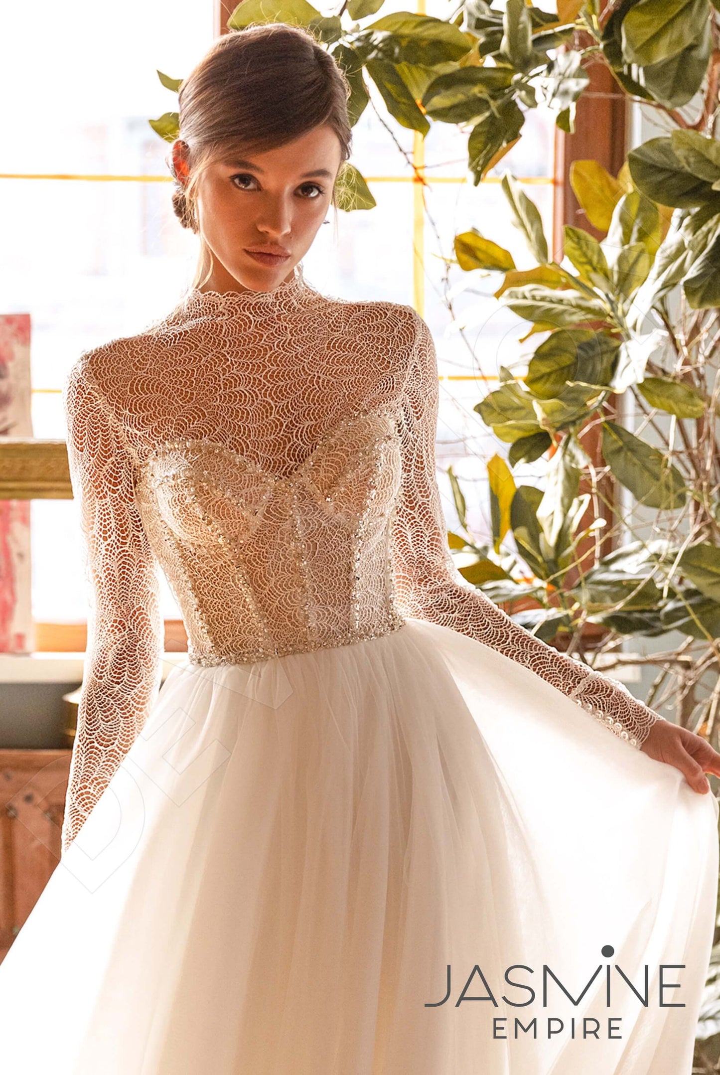 Charli Full back A-line Long sleeve Wedding Dress 5