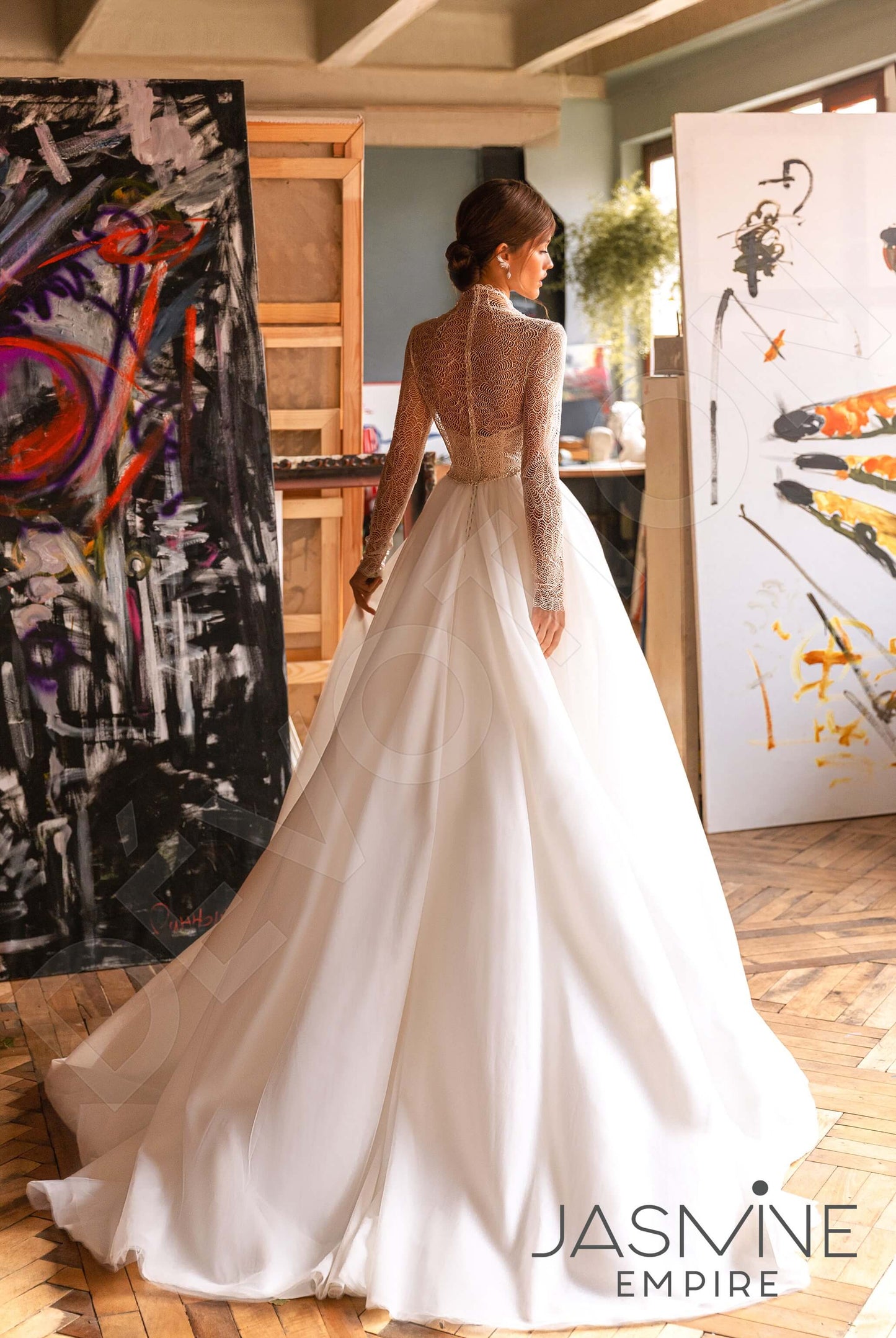 Charli Full back A-line Long sleeve Wedding Dress 2