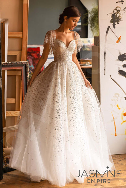 Elina Open back A-line Short/ Cap sleeve Wedding Dress 2