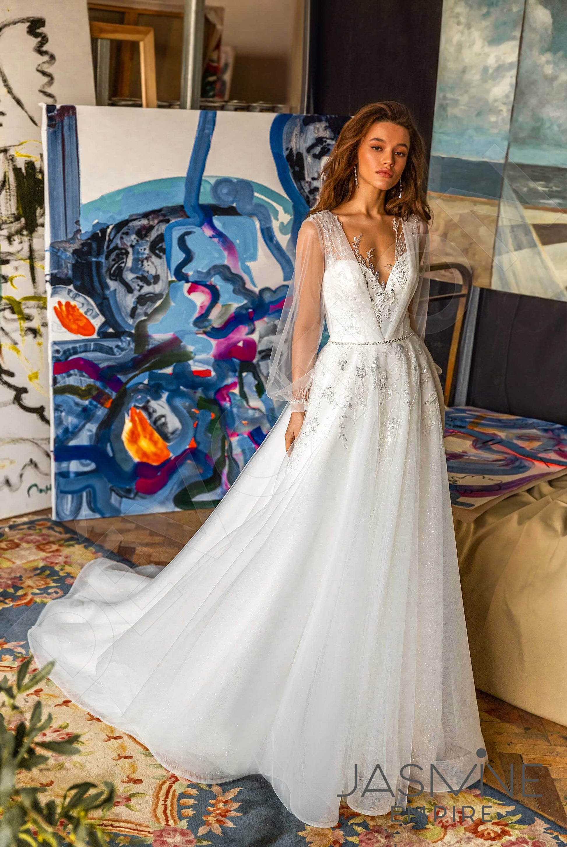 Frensis A-line Illusion Ivory Wedding dress