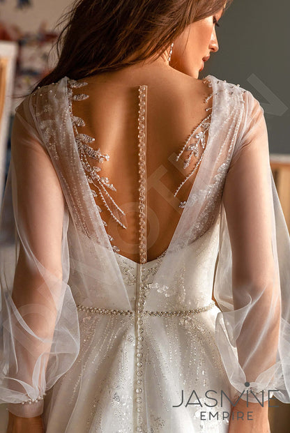 Frensis Open back A-line Long sleeve Wedding Dress 3