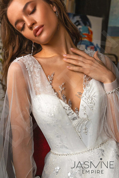 Frensis Open back A-line Long sleeve Wedding Dress 7