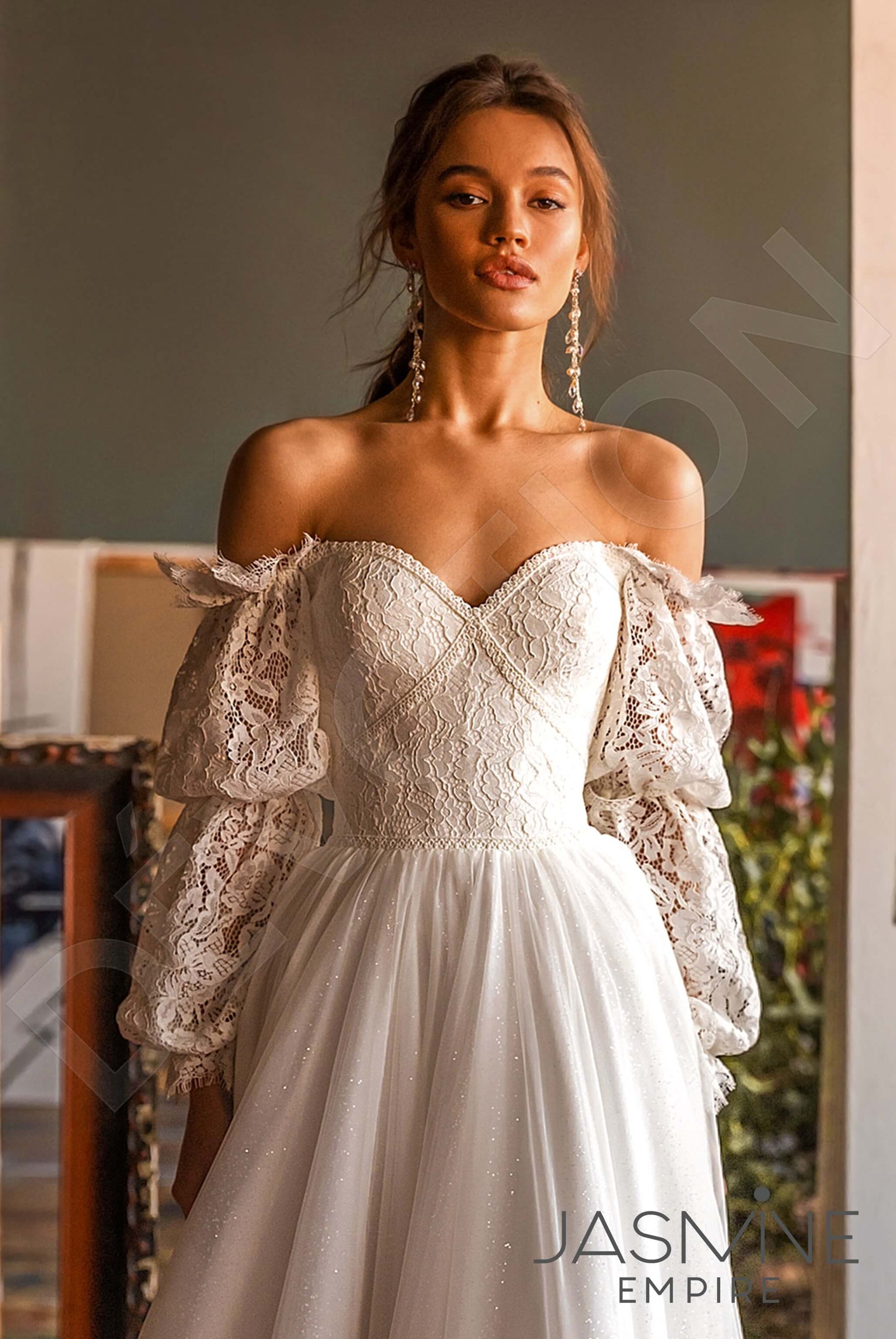 Hayden A-line Off-shoulder/Drop shoulders Ivory Wedding dress