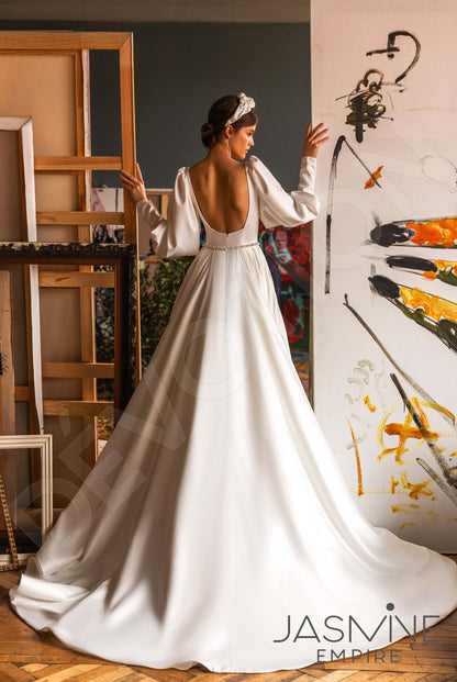 Maginne Open back A-line Long sleeve Wedding Dress Back