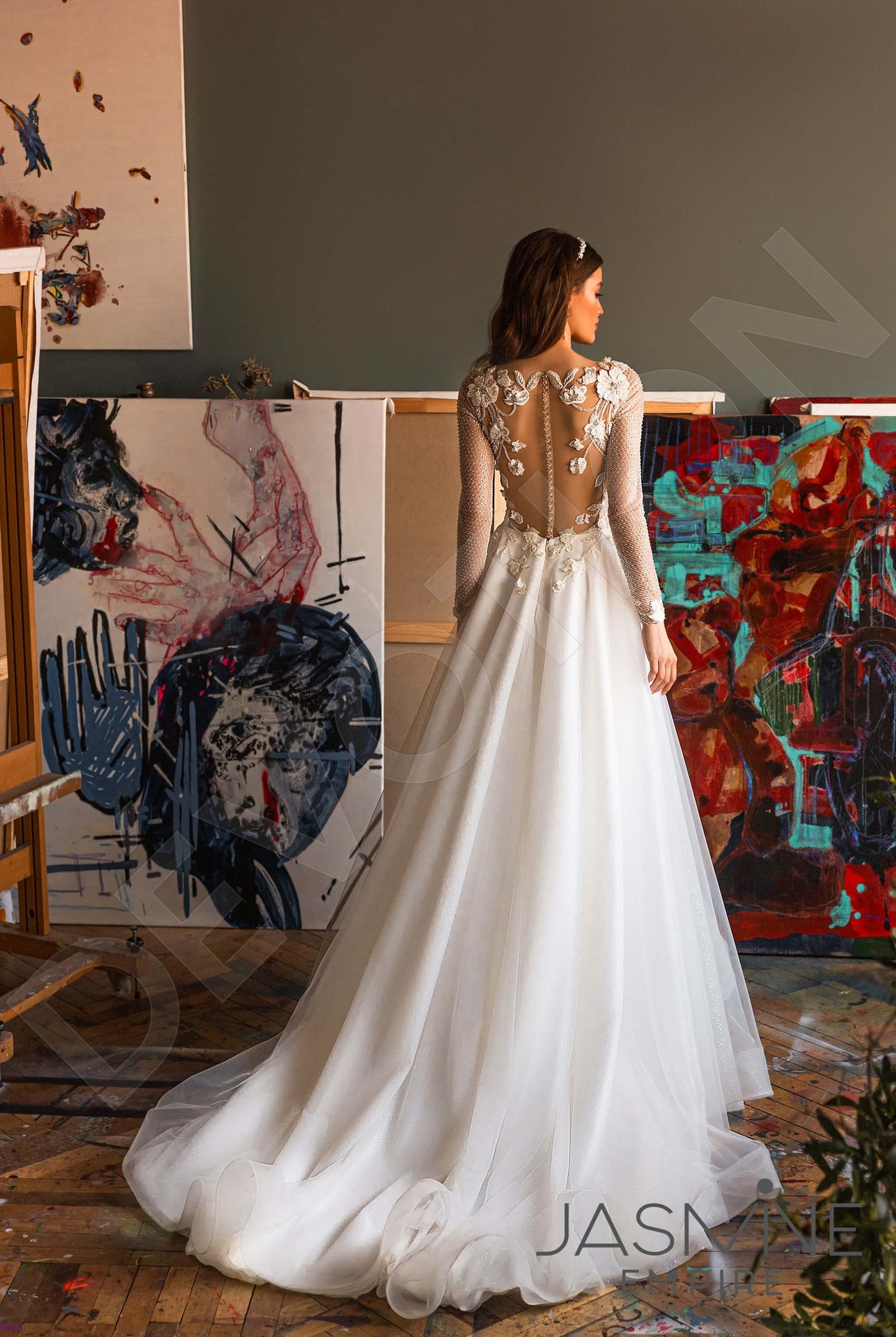 Mariella Full back A-line Long sleeve Wedding Dress 4