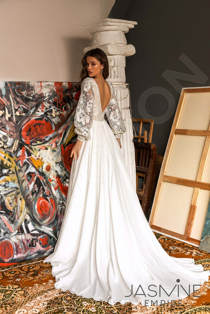 Noa Open back A-line Long sleeve Wedding Dress Back