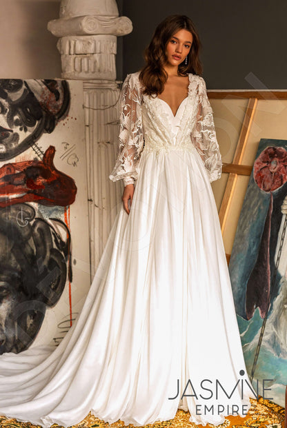 Emma Open back A-line Long sleeve Wedding Dress Front