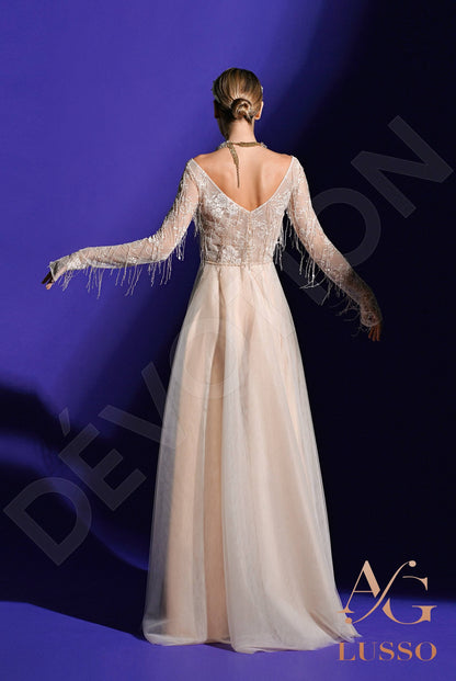 Cher Full back A-line Long sleeve Wedding Dress Back