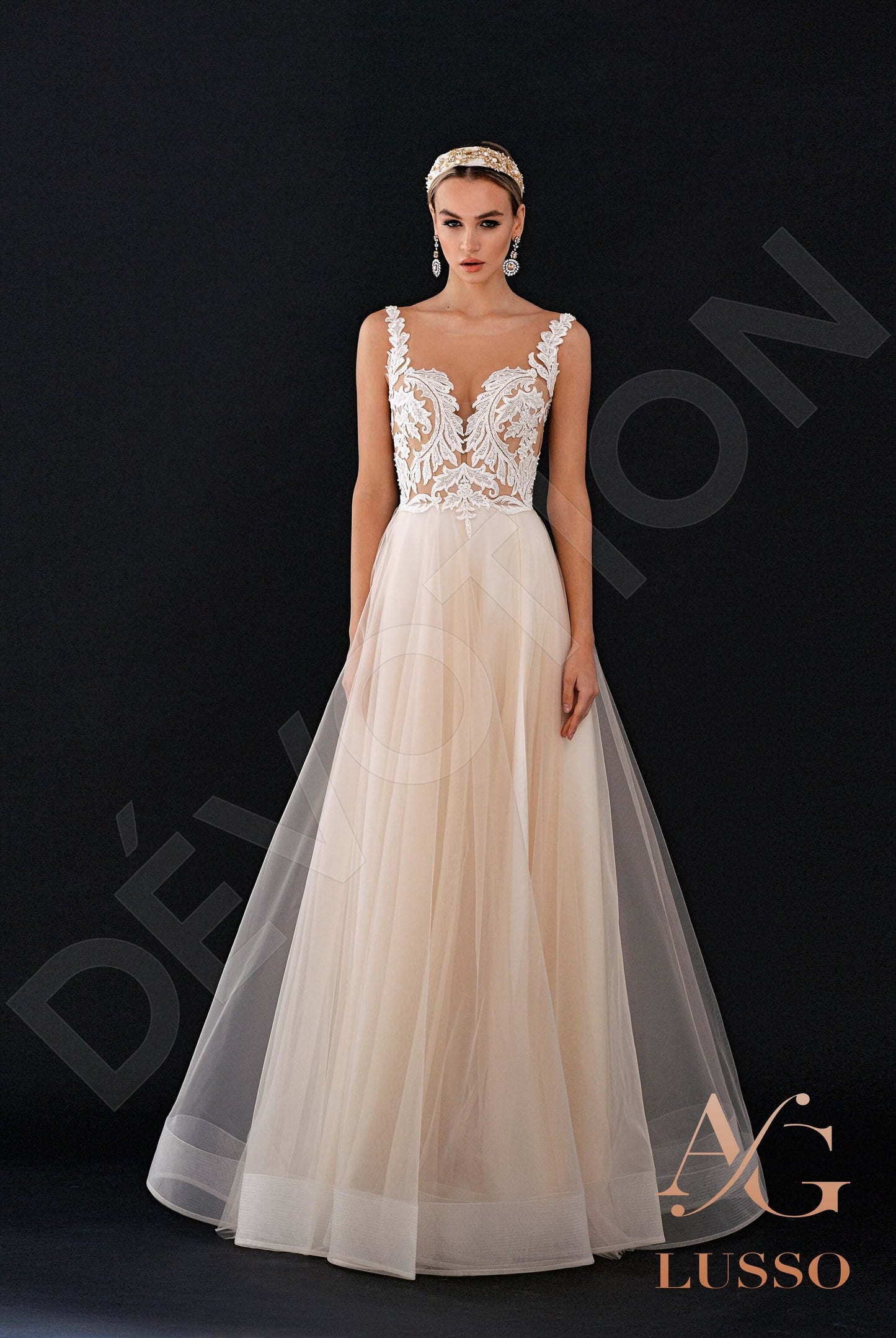 Deny Illusion back A-line Sleeveless Wedding Dress 9