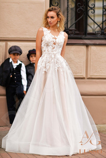Enjila Open back A-line Sleeveless Wedding Dress Front