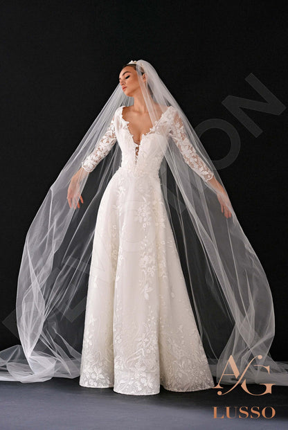 Erin Open back A-line 3/4 sleeve Wedding Dress 6