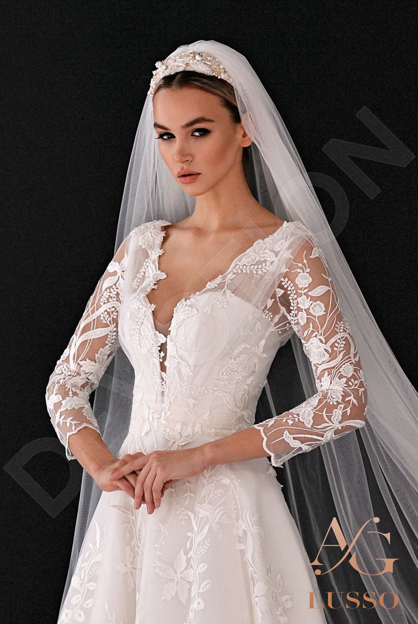 Erin Open back A-line 3/4 sleeve Wedding Dress 5