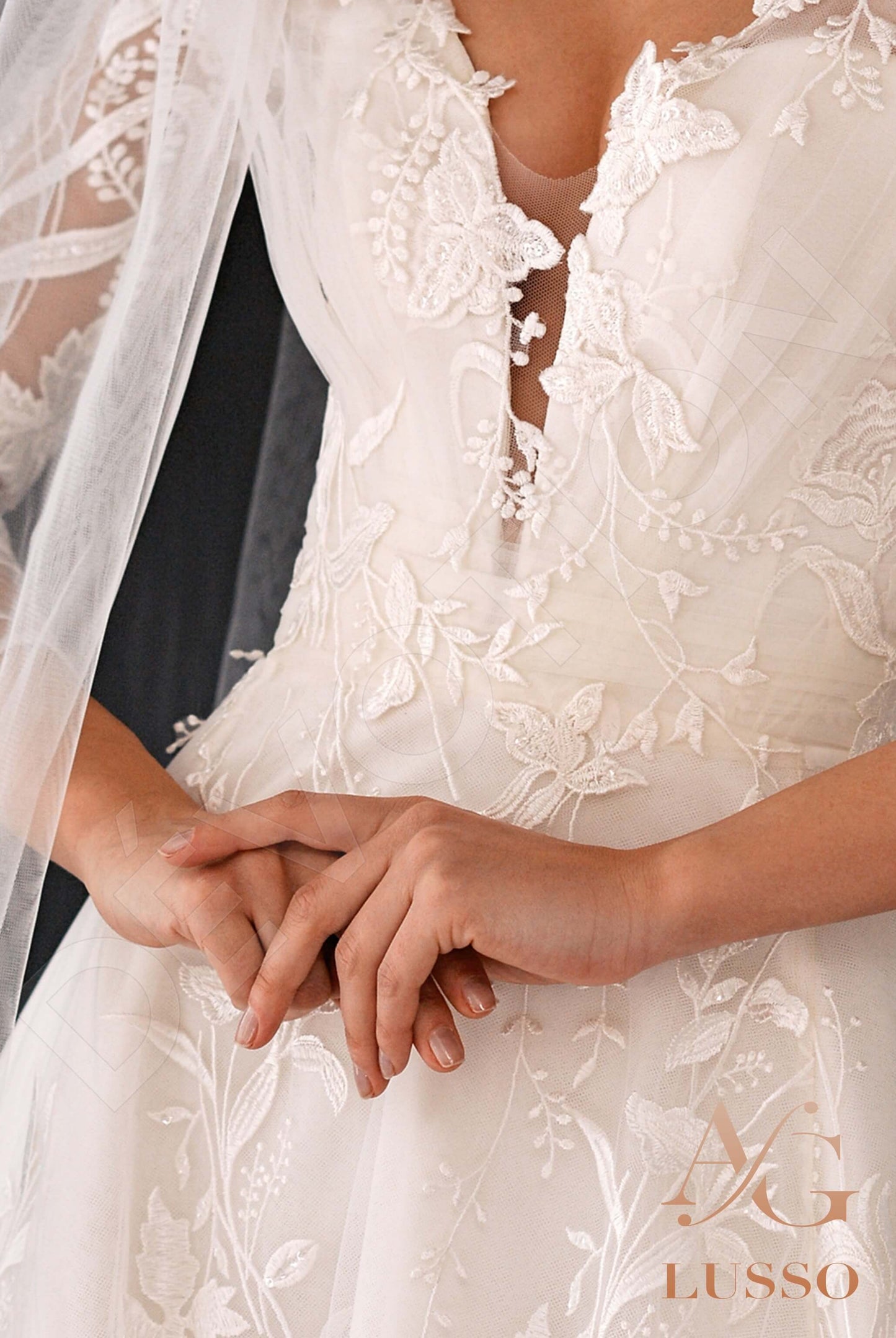 Erin Open back A-line 3/4 sleeve Wedding Dress 7