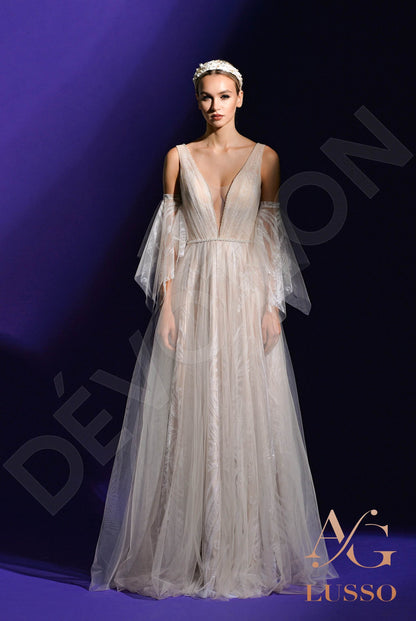 Kliv Open back A-line Detachable sleeves Wedding Dress 4