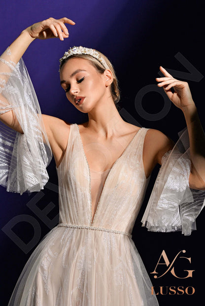 Kliv Open back A-line Detachable sleeves Wedding Dress 7