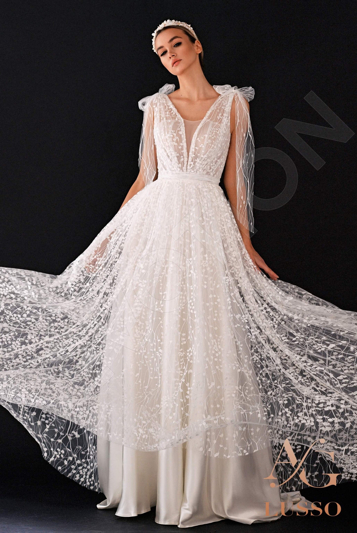 Melisenta Open back A-line Straps Wedding Dress Front