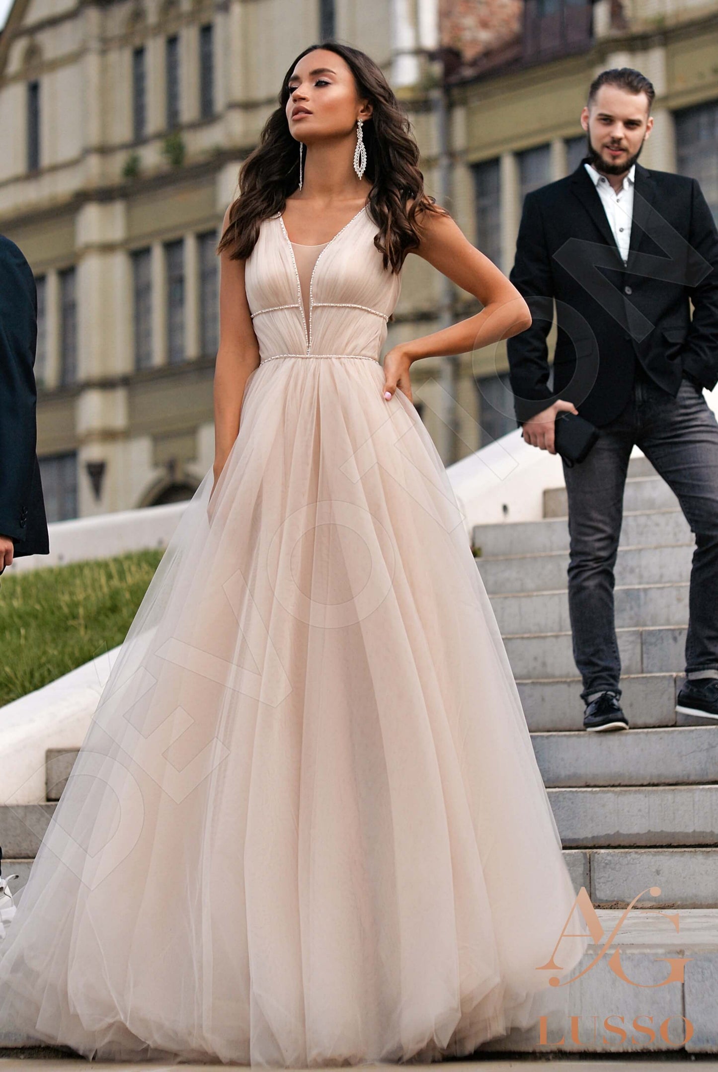 Nea Open back A-line Sleeveless Wedding Dress Front