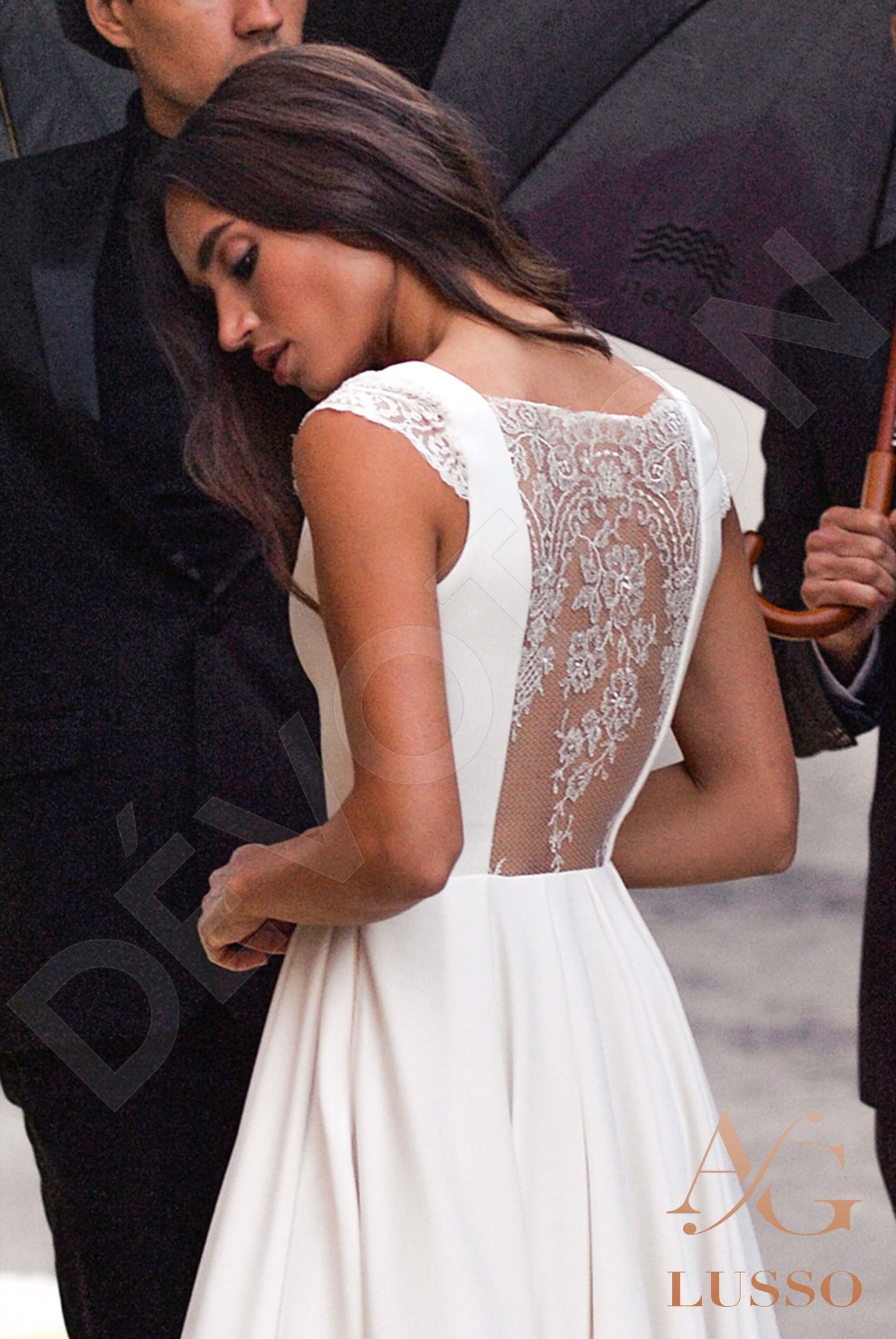 Zana Full back A-line Short/ Cap sleeve Wedding Dress 3