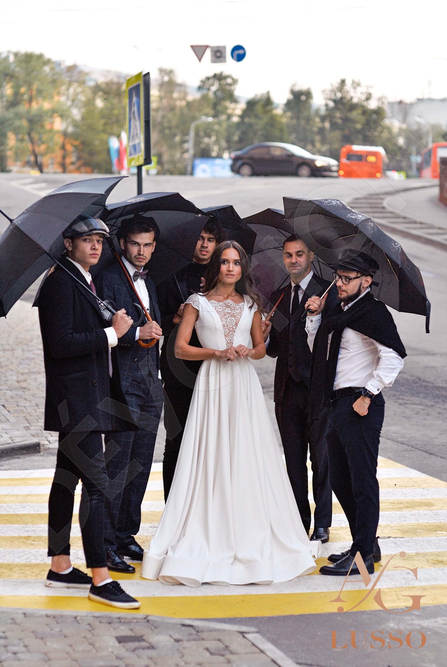 Zana Full back A-line Short/ Cap sleeve Wedding Dress 4