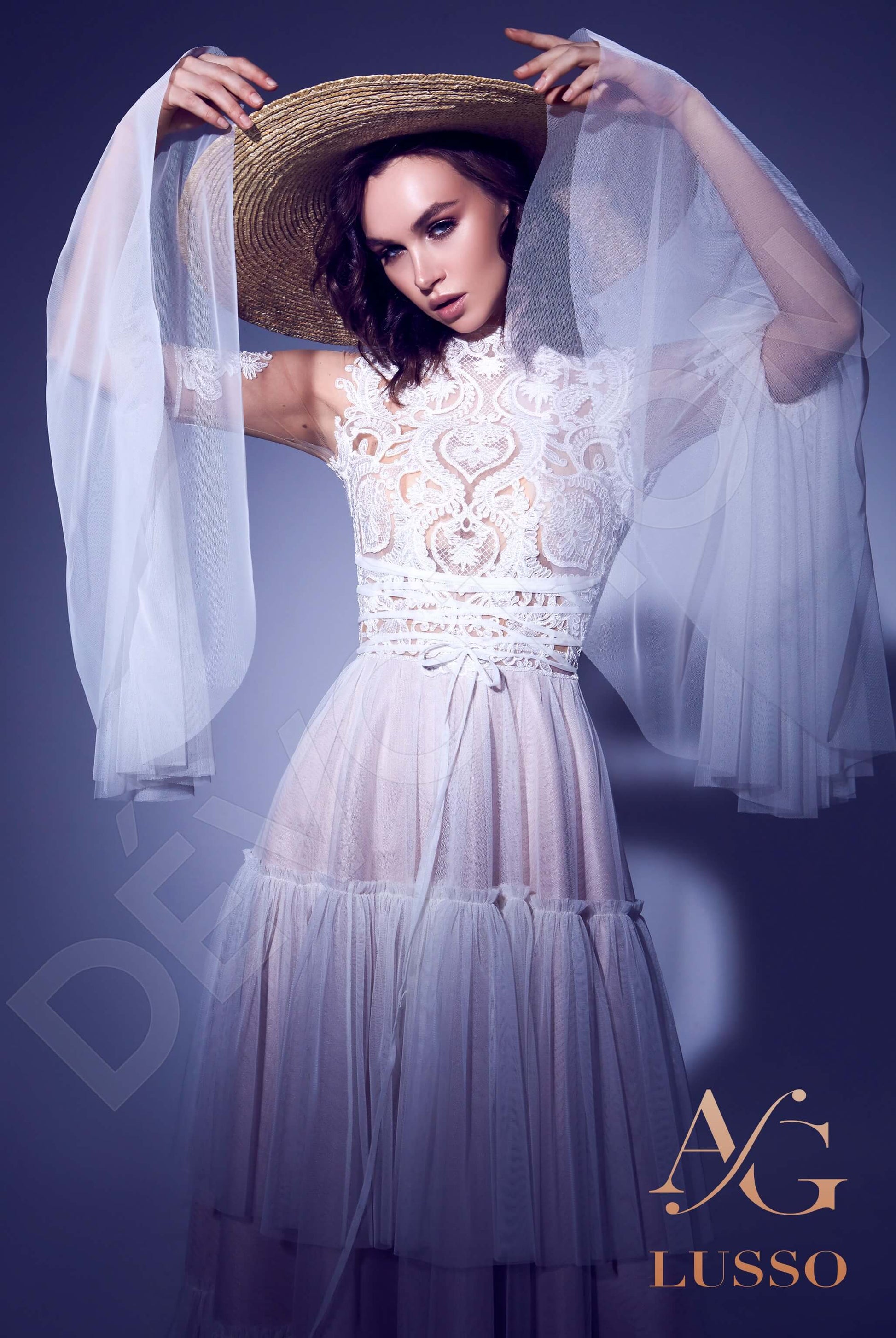 Olla A-line Jewel Ivory Cappuccino Wedding dress