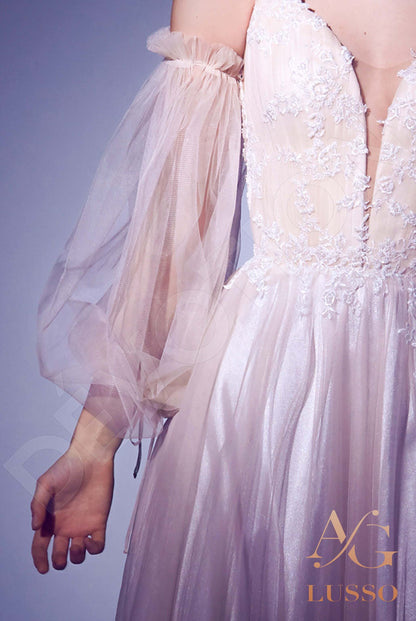 Evelitta Criss cross back A-line Detachable sleeves Wedding Dress 4