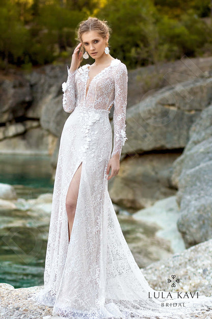 Judithe Open back A-line Long sleeve Wedding Dress Front