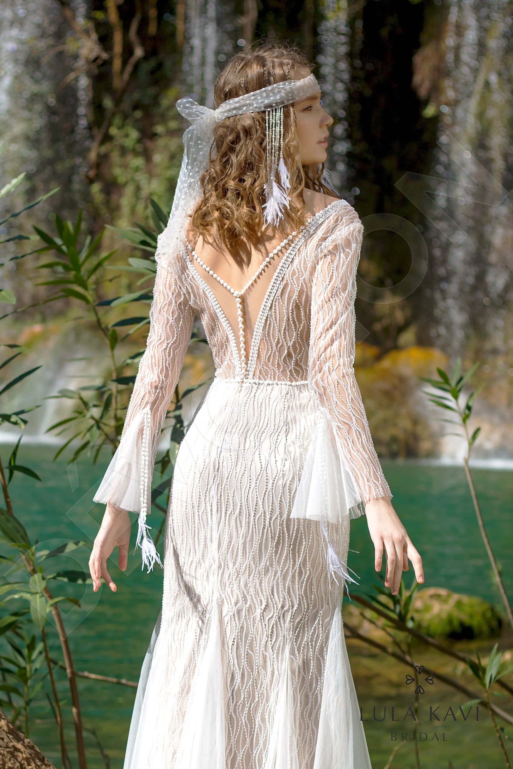 Meia Trumpet/Mermaid V-neck Milk Cappuccino Wedding dress