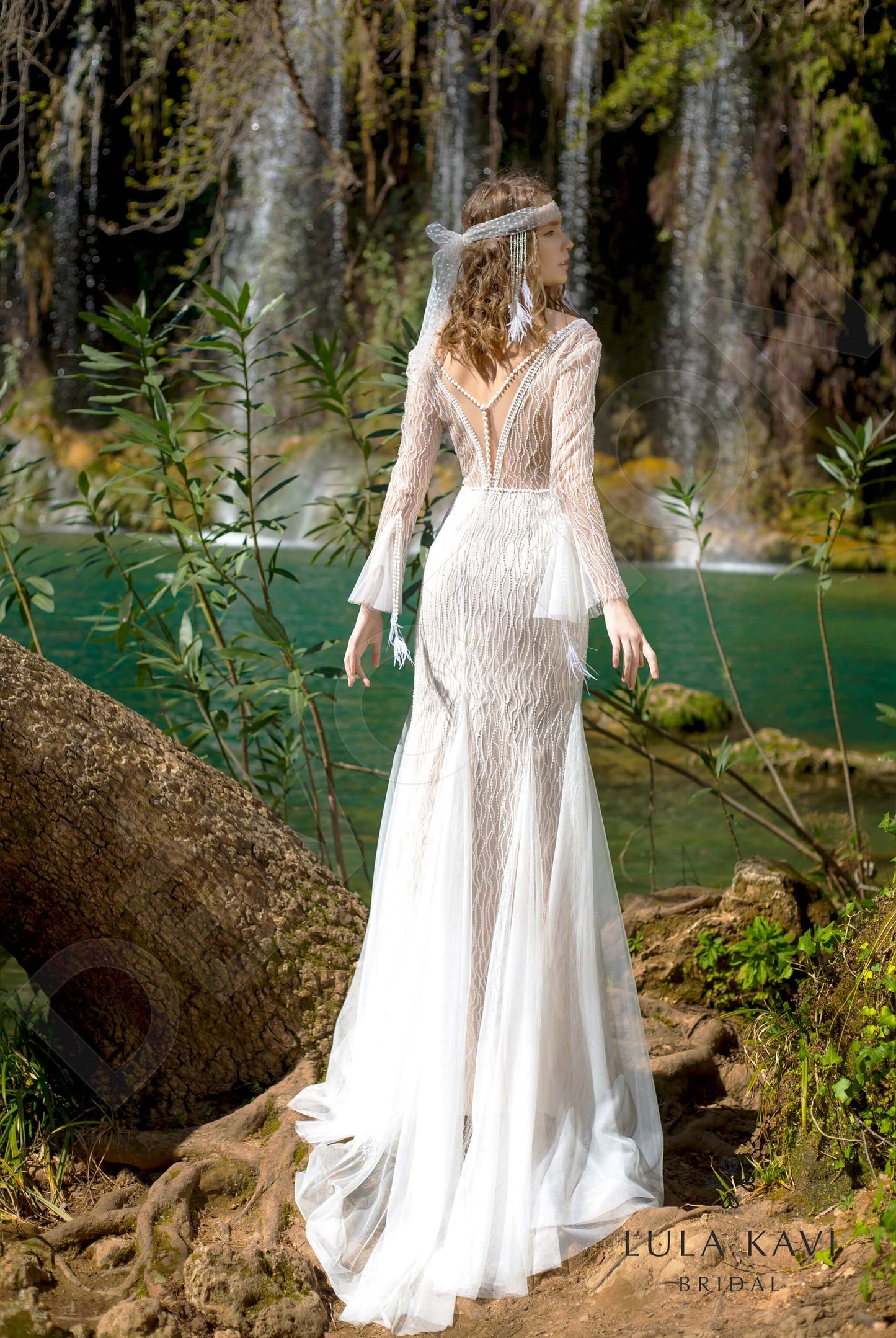 Meia Open back Trumpet/Mermaid Long sleeve Wedding Dress Back