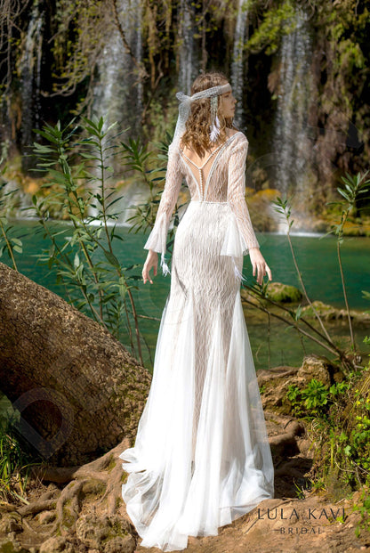 Meia Open back Trumpet/Mermaid Long sleeve Wedding Dress Back