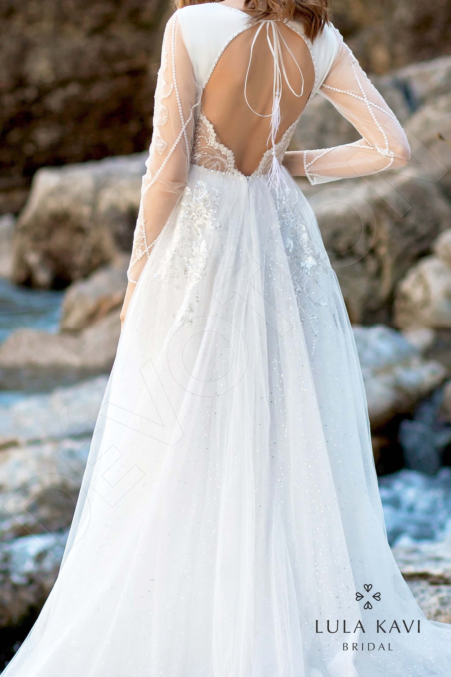 Nabia A-line Long sleeve Open back Wedding Dress 6