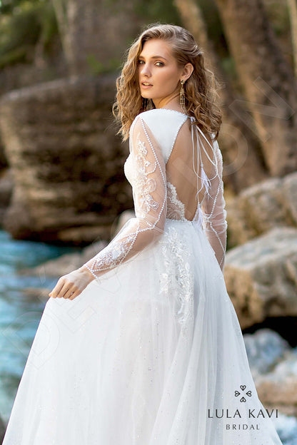 Nabia A-line Long sleeve Open back Wedding Dress 7