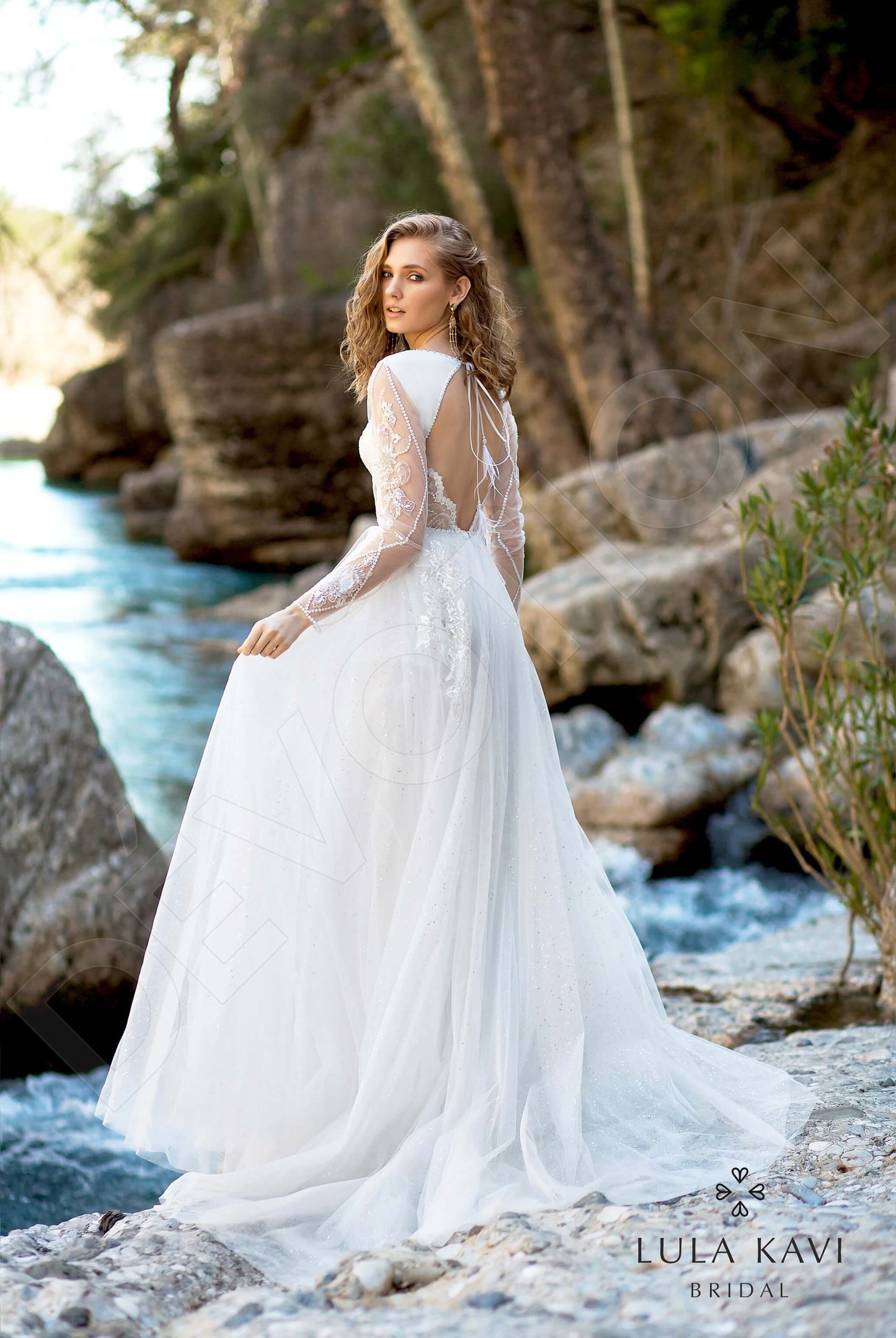 Nabia A-line Long sleeve Open back Wedding Dress 4